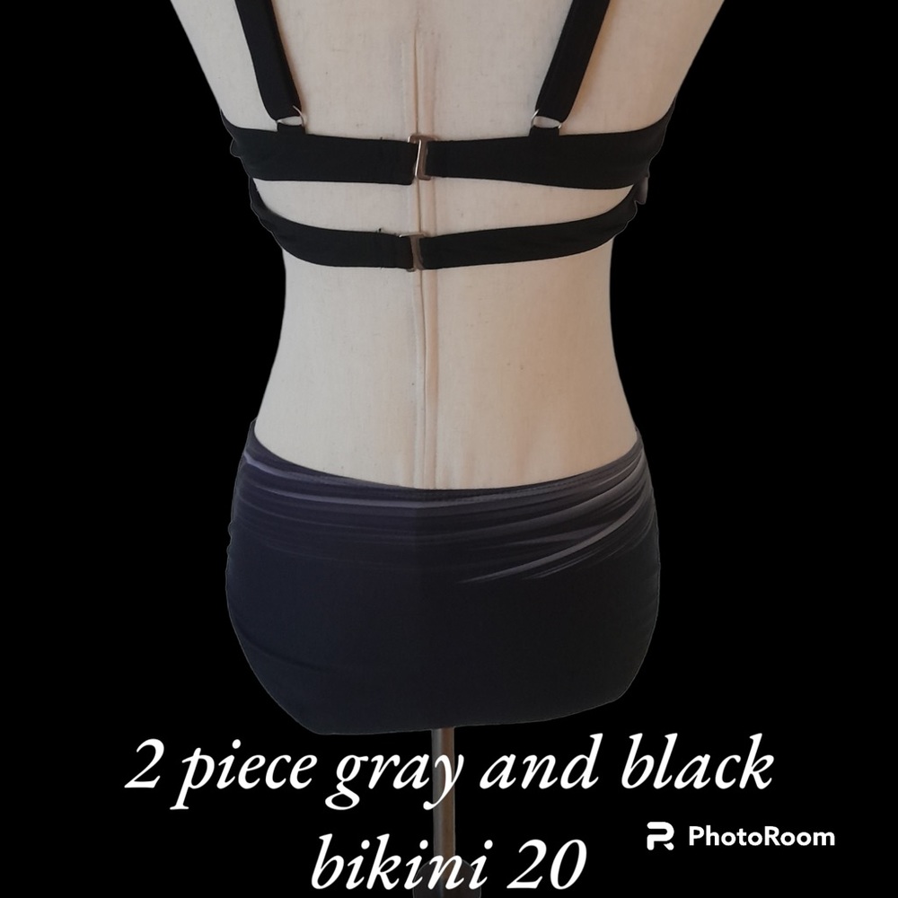 Gray and black bikini with tri back